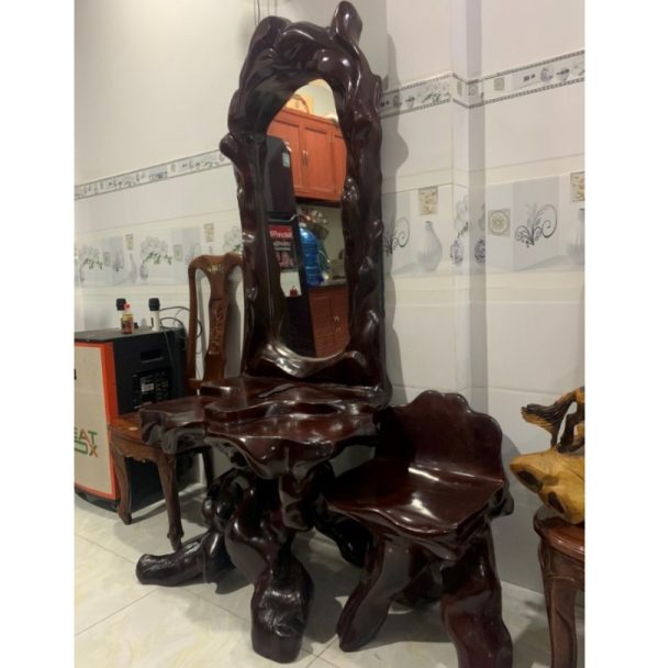 BÀN TRANG ĐIỂM GỐC CÂY GỖ CĂM XE