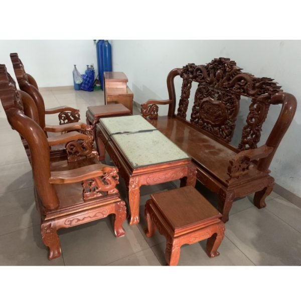BỘ BÀN GHẾ CỬU LONG GỖ ĐỎ TAY 10