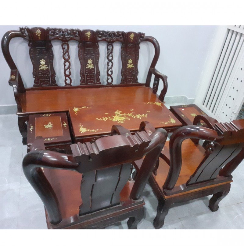 Bộ Salon Phòng Khách Gỗ Căm xe mặt Gõ Đỏ