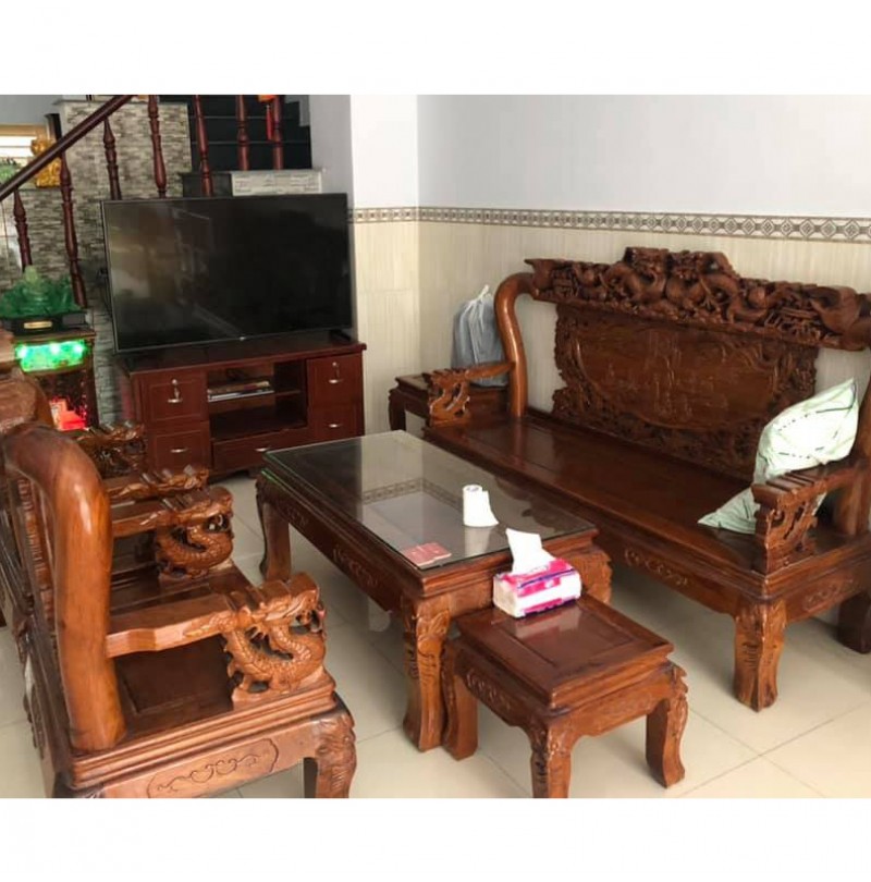 Bộ Salon Gỗ Hương Tay 10 Chạm Rồng Bát Tiên