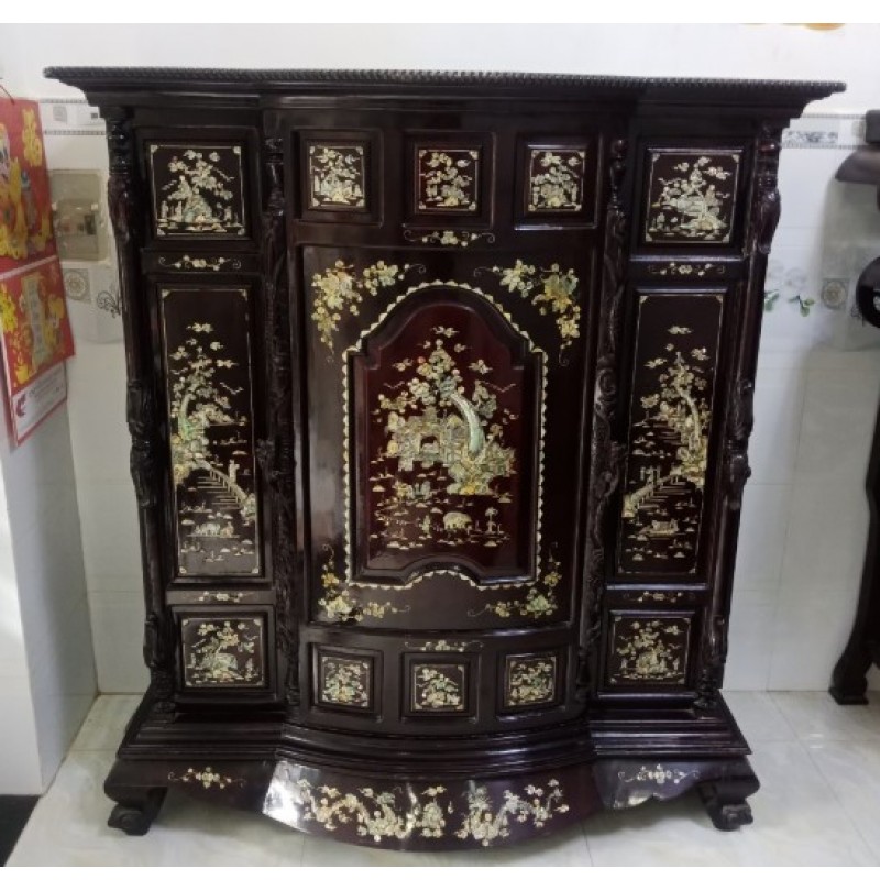 Tủ thờ khảm trai gỗ mật 09
