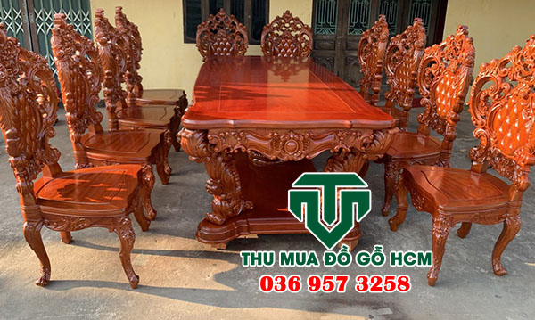 Thu mua bộ bàn ăn mẫu louis hoàng gia 