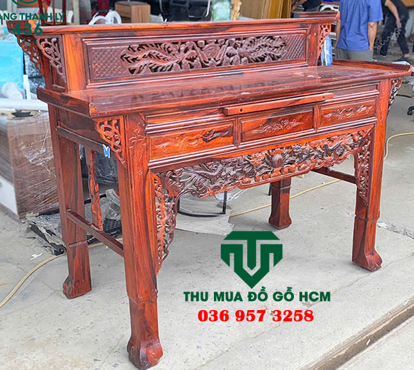 Tủ thờ 2 tầng thân căm xe mặt gỗ đỏ 