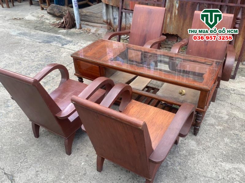 Bàn ghế gỗ cẩm dạng thùng