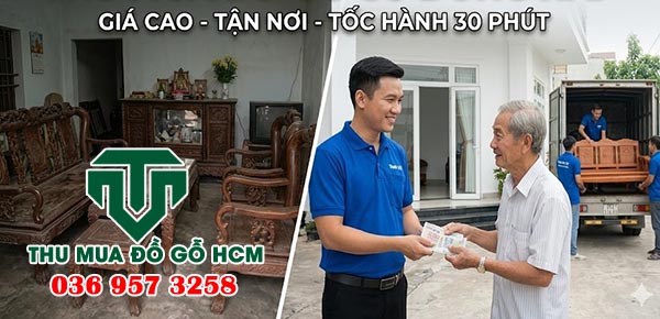 Nhân viên thu mua nội thất gỗ cũ xưa tại chung cư