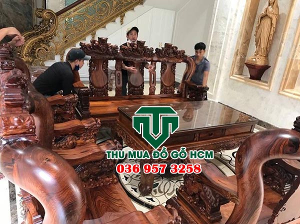Thu mua bộ bàn ghế gỗ tay 14 gỗ cẩm lai tại nha trang