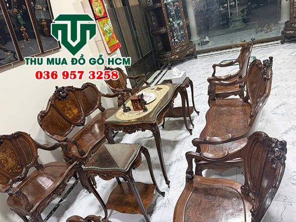 Thu mua bộ bàn ghế louis cổ ngày xưa làm từ gỗ trắc