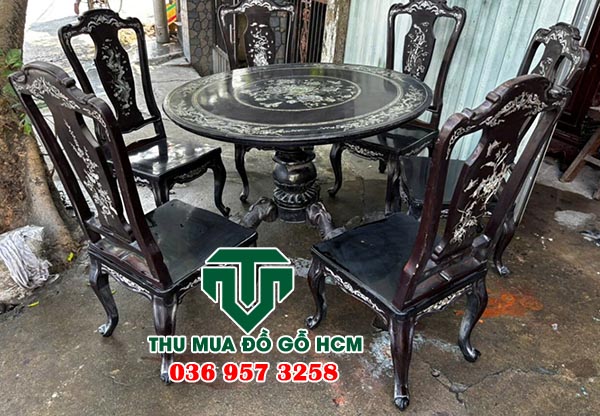 Thu mua bộ bàn ăn gỗ hương được sơn mài