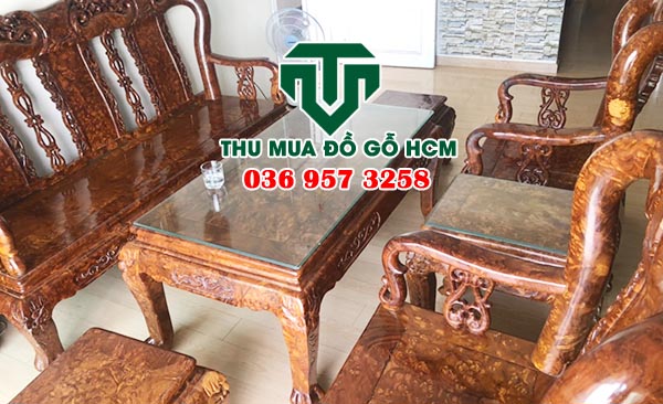 Thu mua bộ bàn ghế gỗ nu nghiến phòng khách 