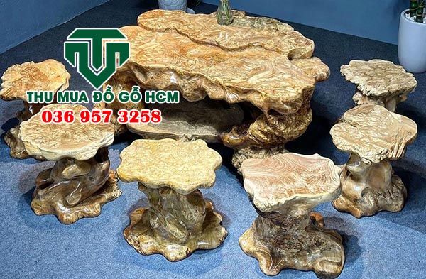 Thu mua bộ bàn ghế gốc cây gỗ nu nghiến 