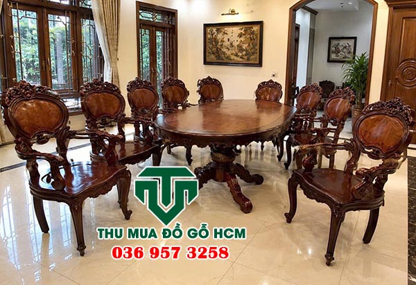 Thu mua bộ bàn ăn làm từ gỗ ngọc nghiến hay còn gọi là nu nghiến 