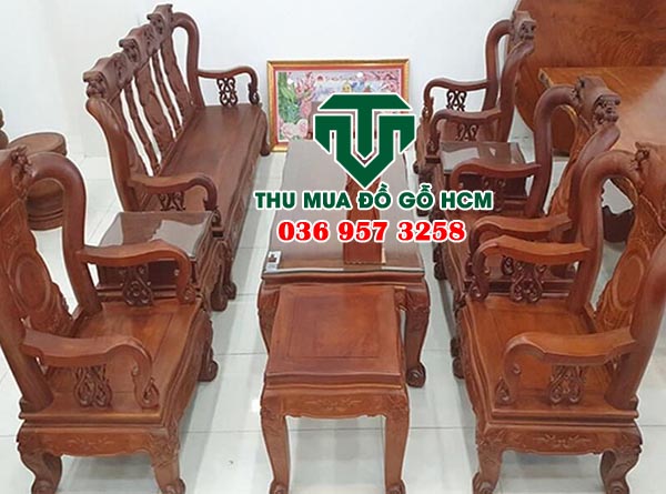 Thu mua bộ bàn ghế gỗ đỏ 10 món tay 12  