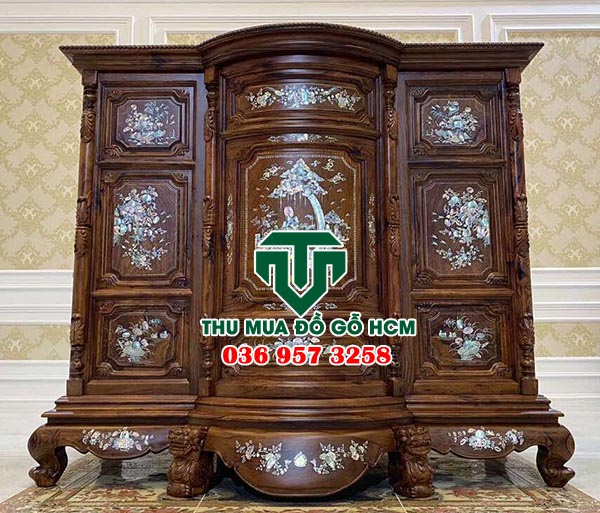 Thu mua tủ thờ cũ gỗ cẩm lai cẩn ốc xà cừ
